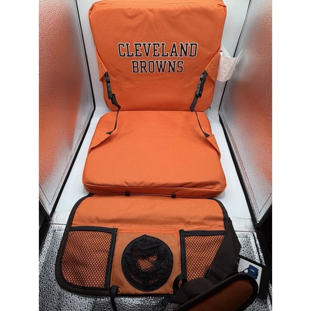 Cleveland Browns NFL Seat Cushion  Folding Stadium Chair NEW Black And Orange